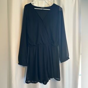 Express Chiffon Black Long Sleeve Romper